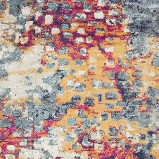 Yellow And Blue Abstract Area Rug Photo 3