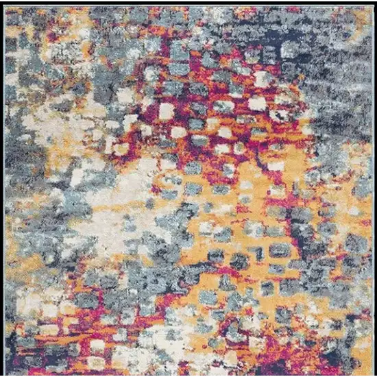 Yellow And Blue Abstract Area Rug Photo 7