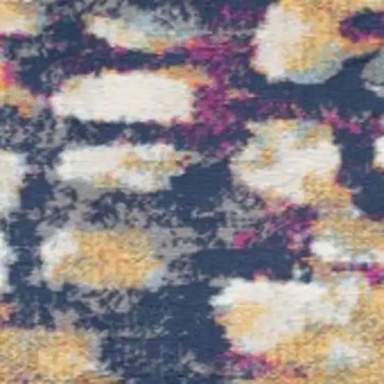 Yellow And Blue Abstract Runner Rug Photo 4