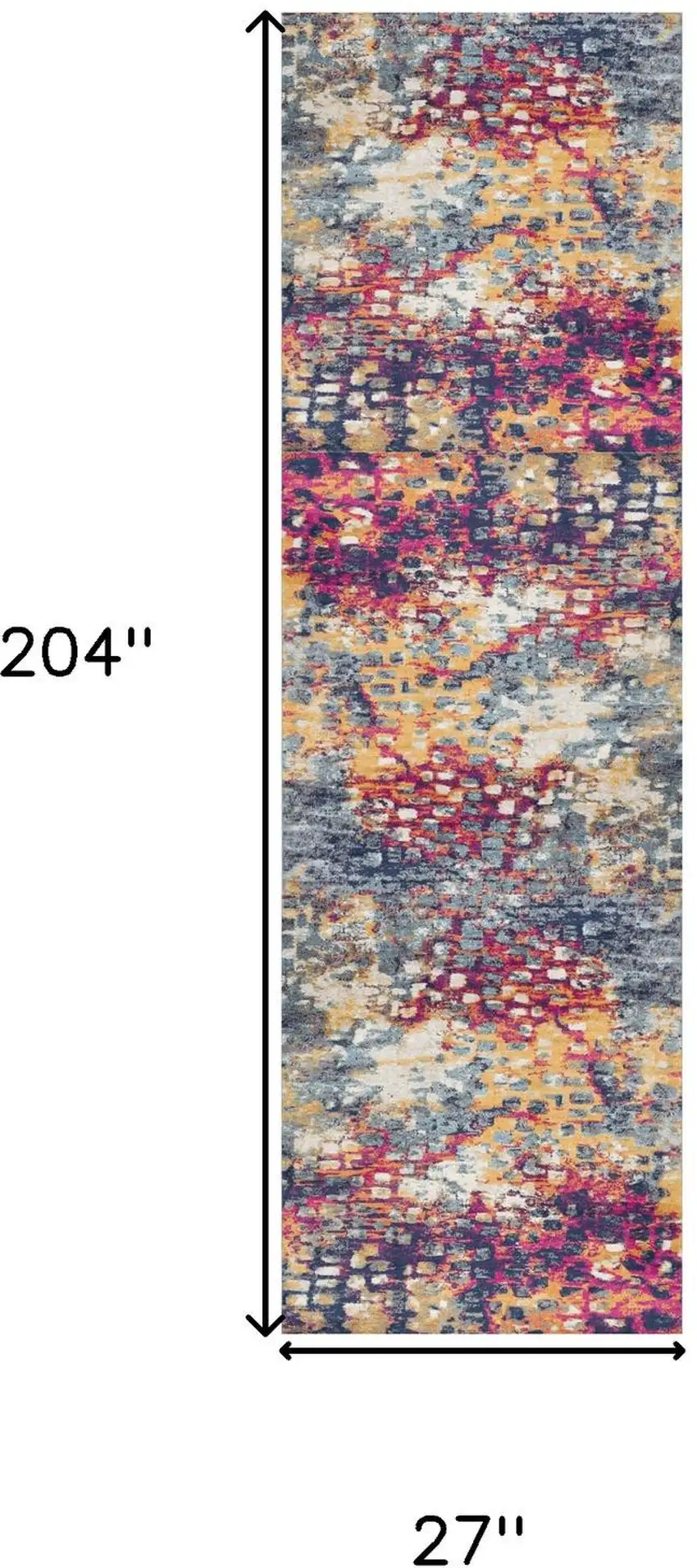 Yellow And Blue Abstract Runner Rug Photo 3