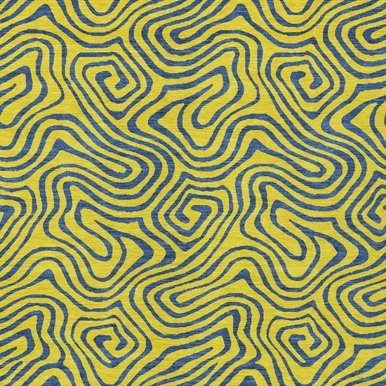 Yellow And Blue Abstract Washable Indoor Outdoor Area Rug Photo 7