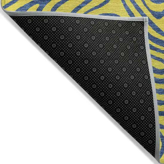 Yellow And Blue Abstract Washable Indoor Outdoor Area Rug Photo 4