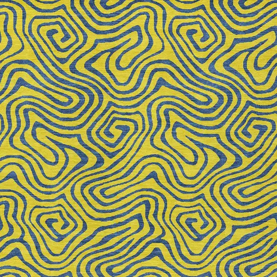 Yellow And Blue Abstract Washable Indoor Outdoor Area Rug Photo 7
