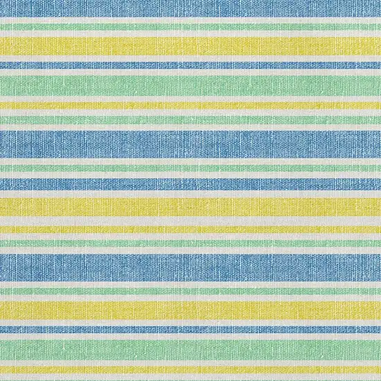 Yellow And Blue Striped Washable Area Rug With UV Protection Photo 3