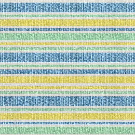 Yellow And Blue Striped Washable Area Rug With UV Protection Photo 3