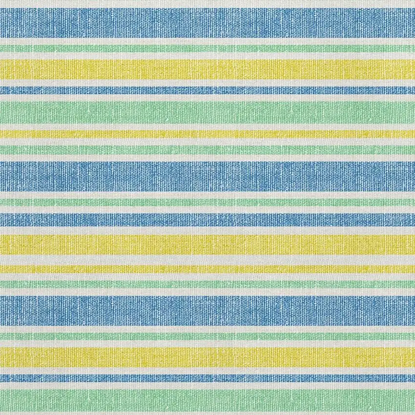 Yellow And Blue Striped Washable Area Rug With UV Protection Photo 3