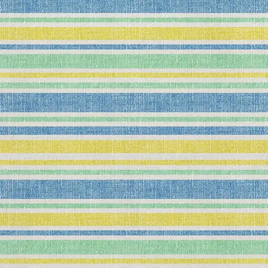 Yellow And Blue Striped Washable Area Rug With UV Protection Photo 3
