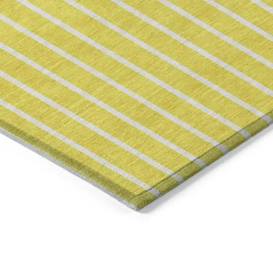 Yellow And Blue Striped Washable Indoor Outdoor Area Rug Photo 4
