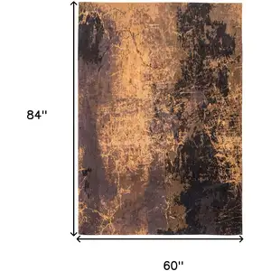 Photo of Yellow And Brown Abstract ,Washable, Area Rug