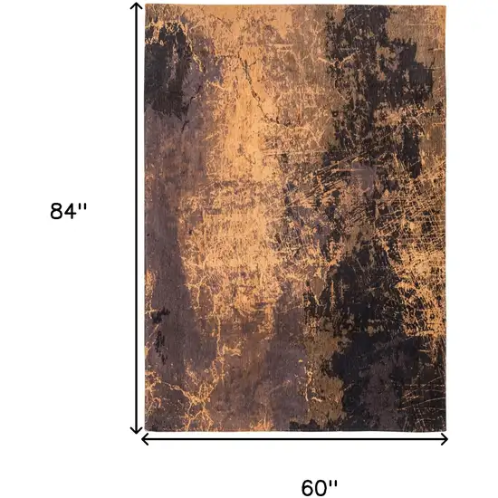 Yellow And Brown Abstract ,Washable, Area Rug Photo 6