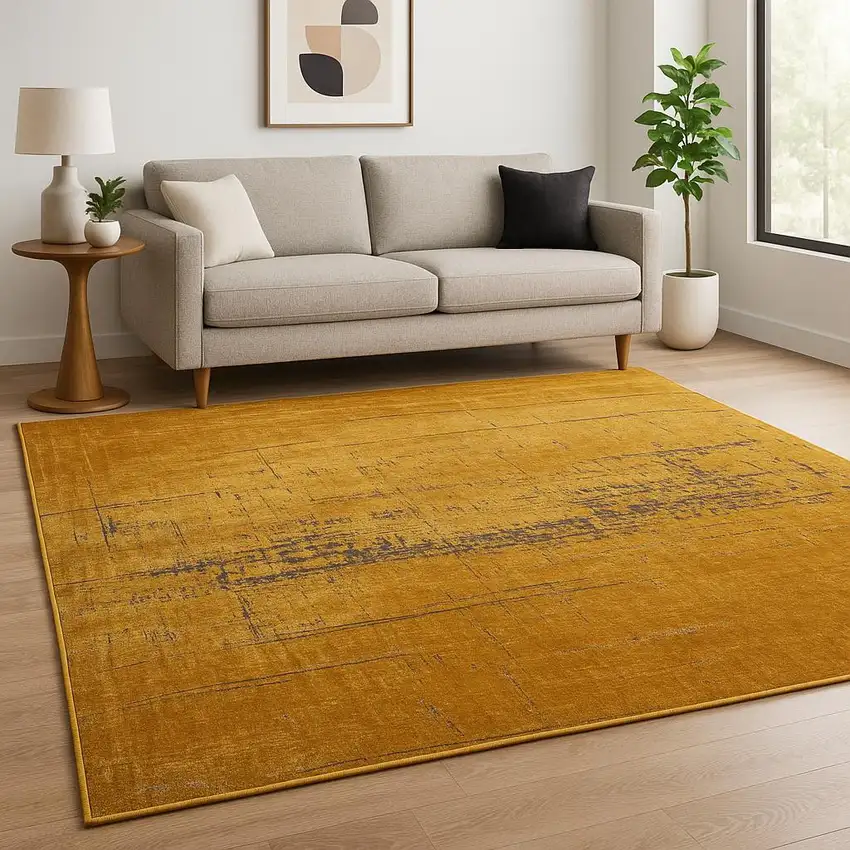 Yellow And Brown Chevron ,Washable, Area Rug Photo 1