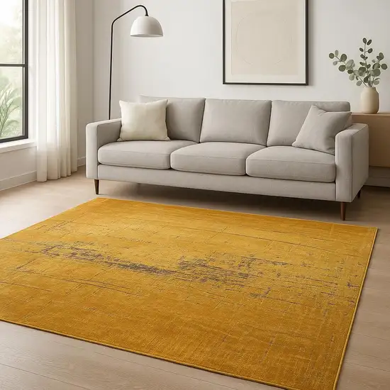 Yellow And Brown Chevron ,Washable, Area Rug Photo 1