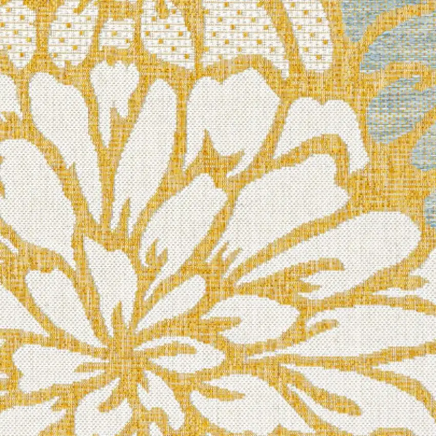 Yellow And Cream Floral Indoor Outdoor Area Rug Photo 2
