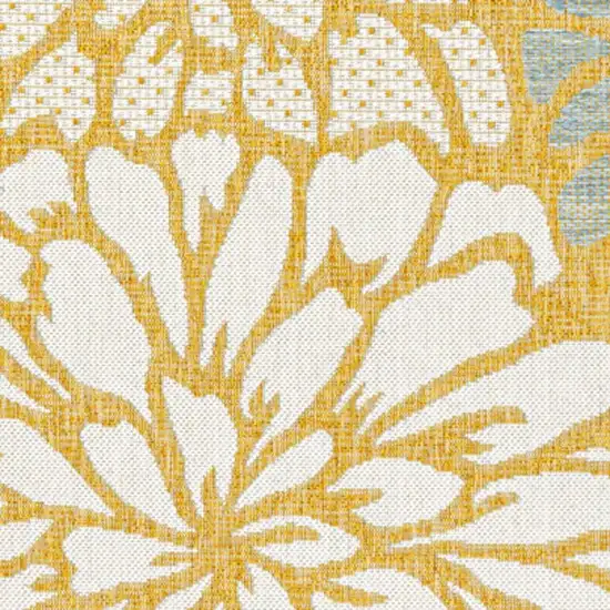 Yellow And Cream Floral Indoor Outdoor Area Rug Photo 2