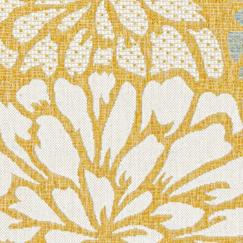 Yellow And Cream Floral Indoor Outdoor Area Rug Photo 2