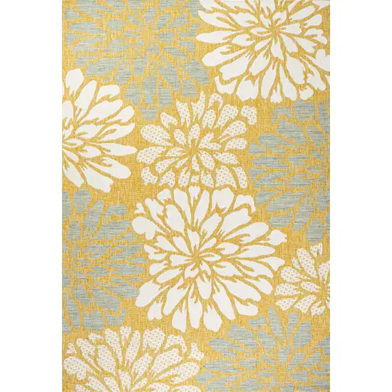 Yellow And Cream Floral Indoor Outdoor Area Rug Photo 1
