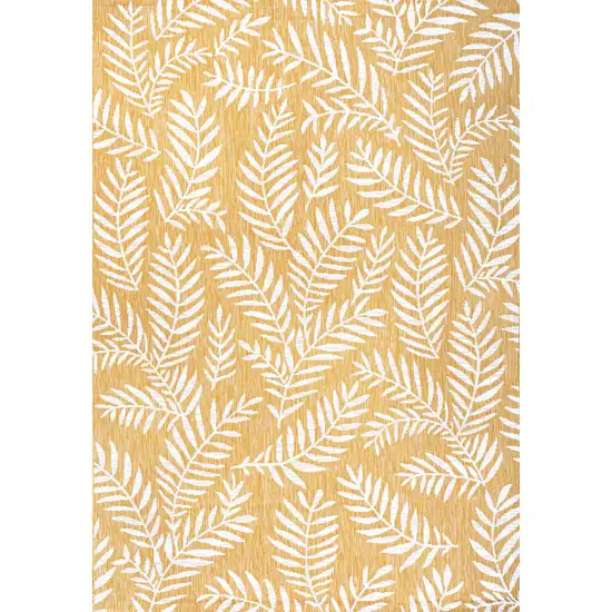 Yellow And Cream Floral Indoor Outdoor Area Rug Photo 1