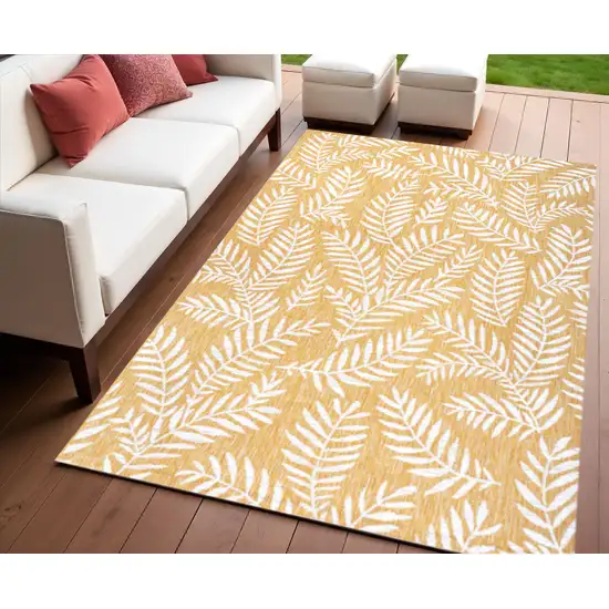 Yellow And Cream Floral Indoor Outdoor Area Rug Photo 1
