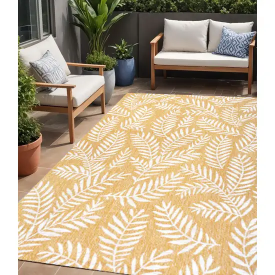 Yellow And Cream Floral Indoor Outdoor Area Rug Photo 1