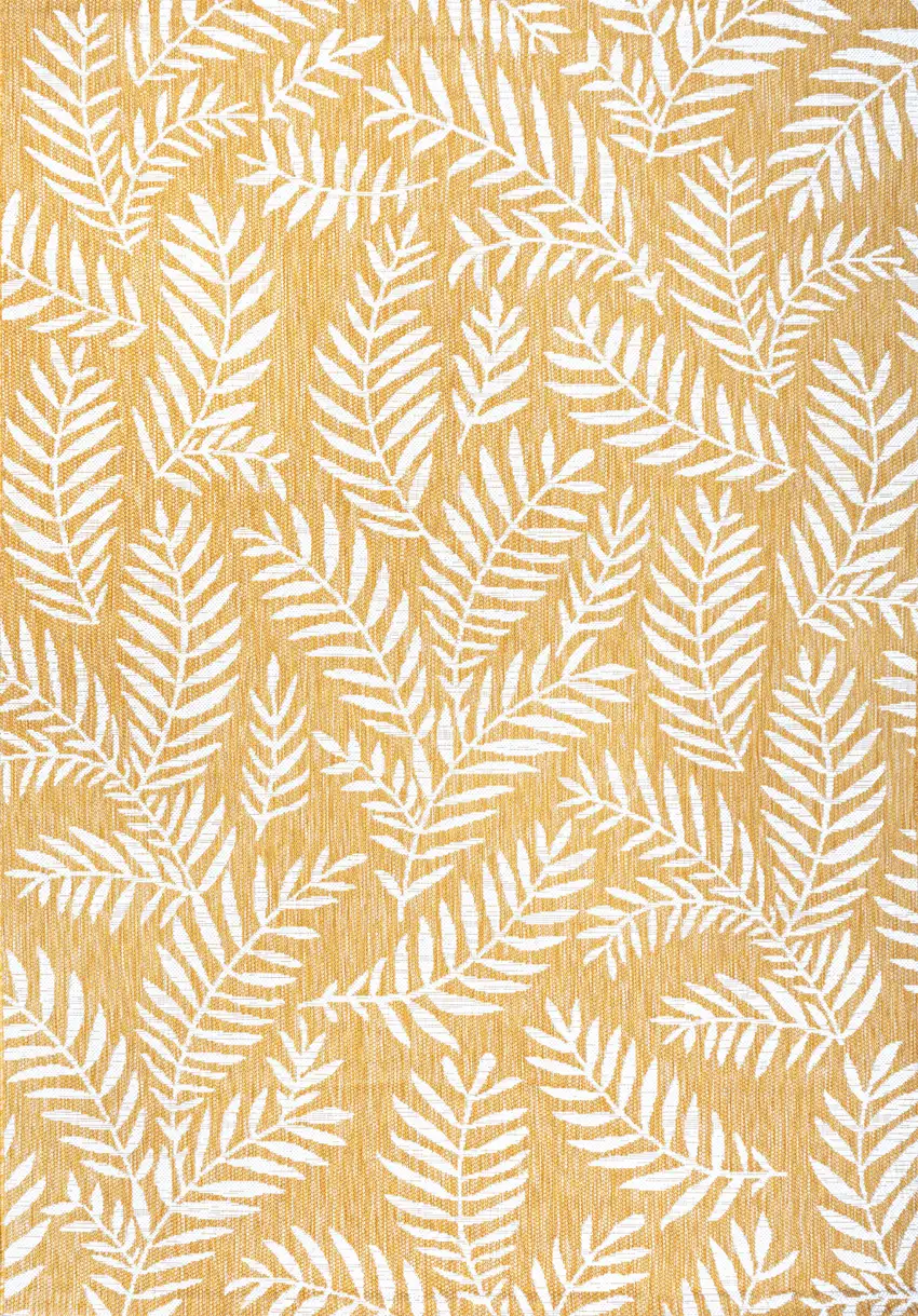 Yellow And Cream Floral Indoor Outdoor Area Rug Photo 1
