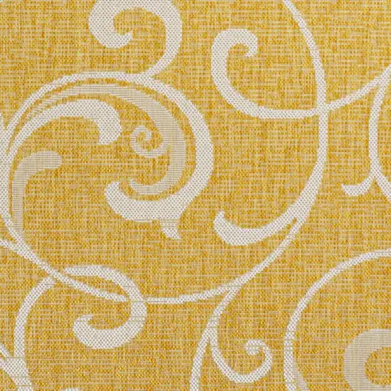Yellow And Cream Floral Indoor Outdoor Area Rug Photo 2