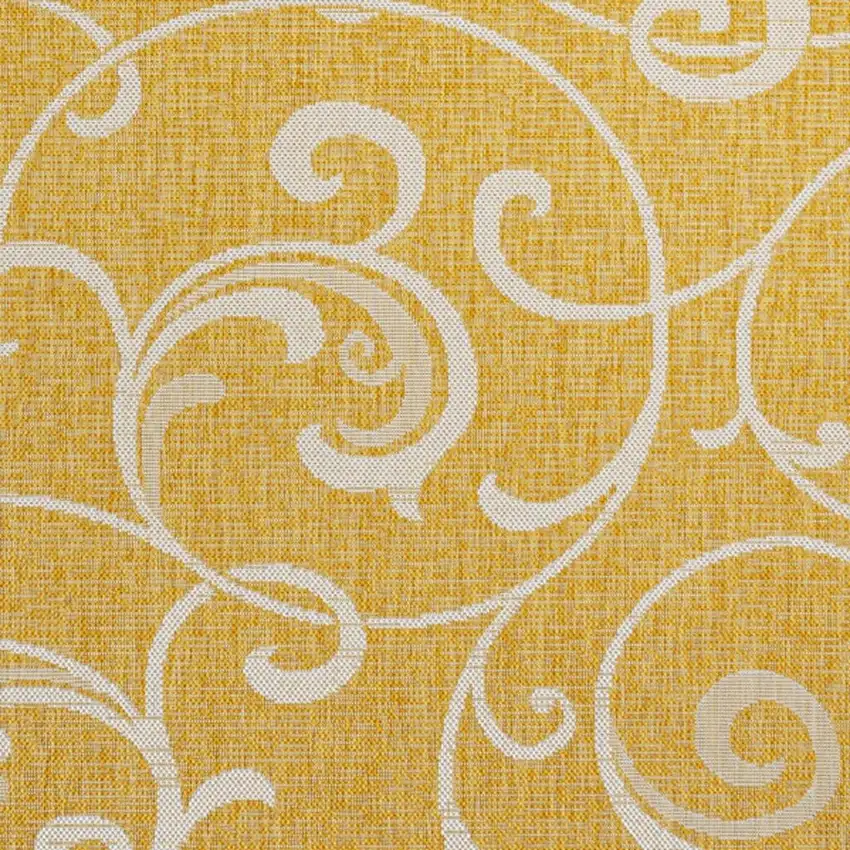Yellow And Cream Floral Indoor Outdoor Area Rug Photo 3