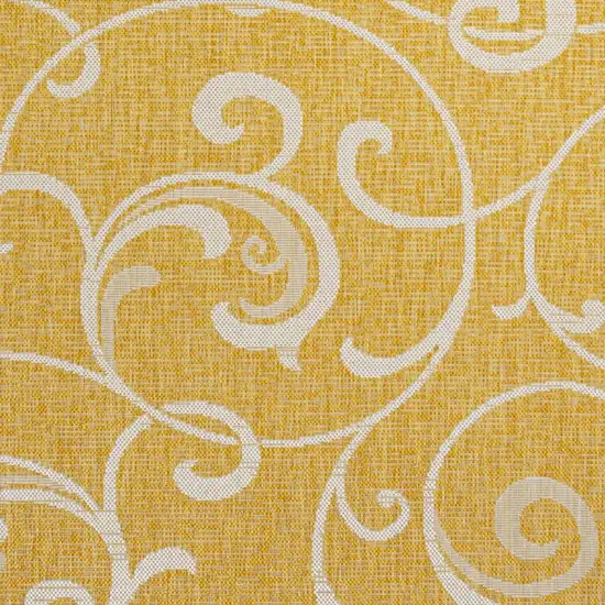 Yellow And Cream Floral Indoor Outdoor Area Rug Photo 3