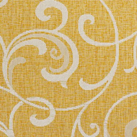 Yellow And Cream Floral Indoor Outdoor Area Rug Photo 2