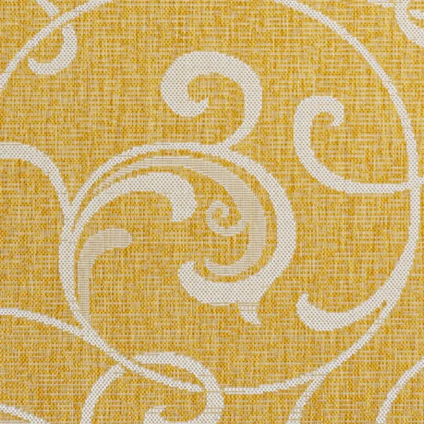 Yellow And Cream Floral Indoor Outdoor Area Rug Photo 2