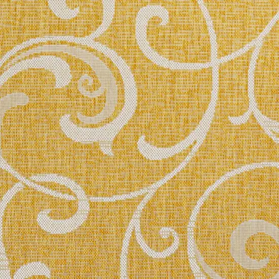 Yellow And Cream Floral Indoor Outdoor Area Rug Photo 2