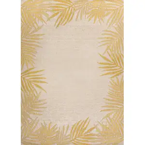Photo of Yellow And Cream Floral Indoor Outdoor Area Rug