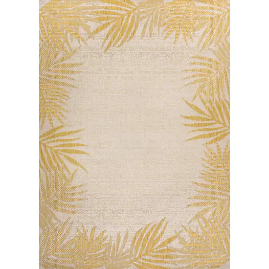 Yellow And Cream Floral Indoor Outdoor Area Rug Photo 1