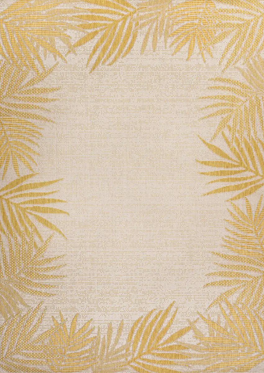 Yellow And Cream Floral Indoor Outdoor Area Rug Photo 1