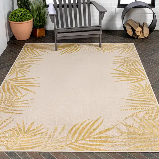 Yellow And Cream Floral Indoor Outdoor Area Rug Photo 9