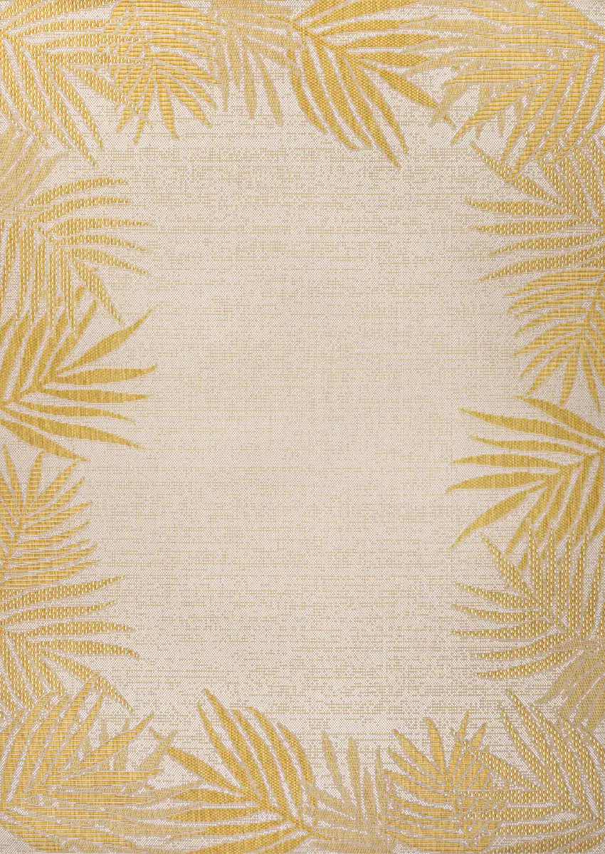Yellow And Cream Floral Indoor Outdoor Area Rug Photo 3
