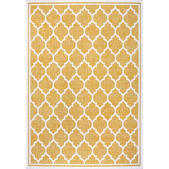 Yellow And Cream Geometric Indoor Outdoor Area Rug Photo 1