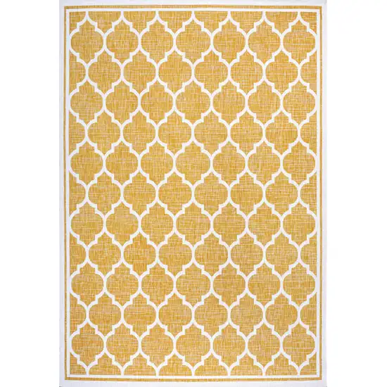 Yellow And Cream Geometric Indoor Outdoor Area Rug Photo 3