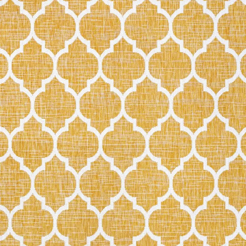 Yellow And Cream Geometric Indoor Outdoor Area Rug Photo 2