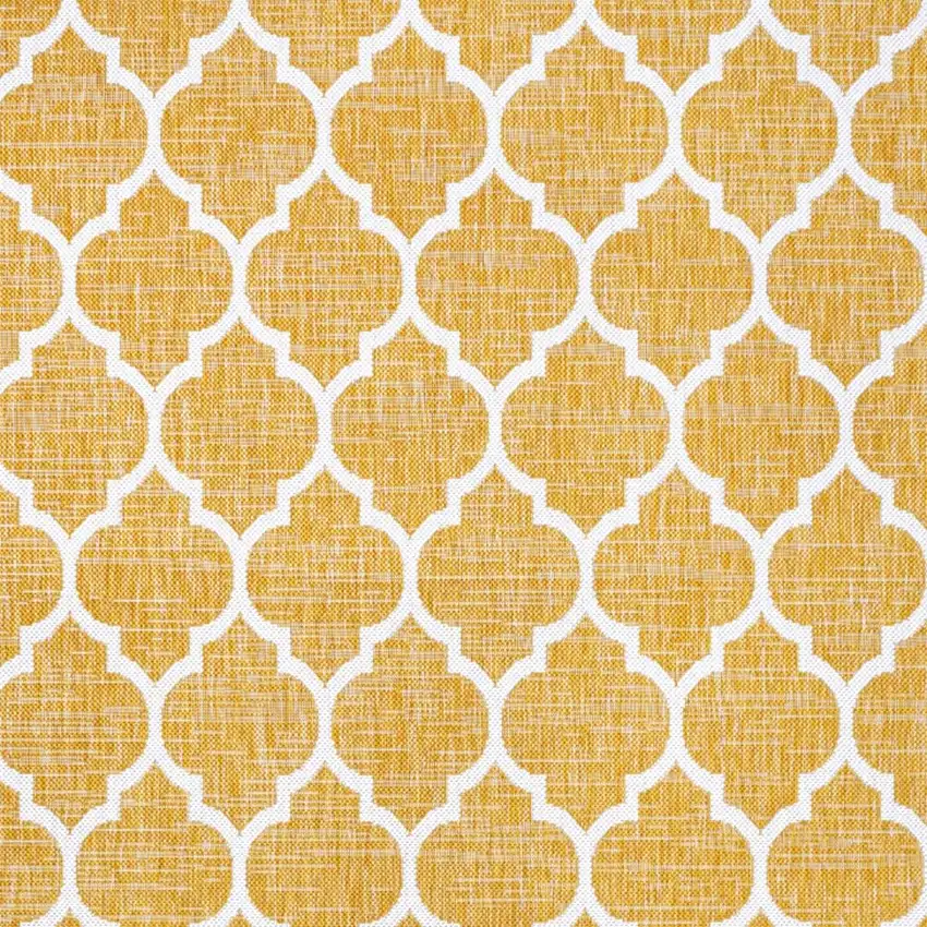 Yellow And Cream Geometric Indoor Outdoor Area Rug Photo 2