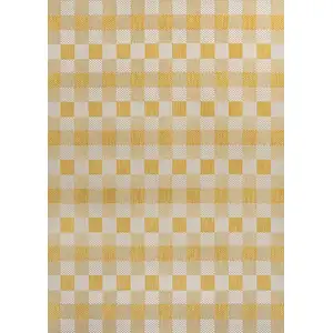 Photo of Yellow And Cream Geometric Indoor Outdoor Area Rug