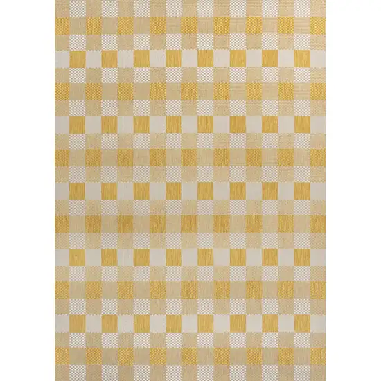 Yellow And Cream Geometric Indoor Outdoor Area Rug Photo 1