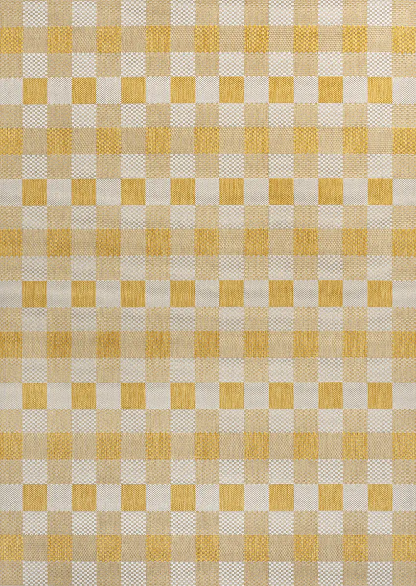 Yellow And Cream Geometric Indoor Outdoor Area Rug Photo 1