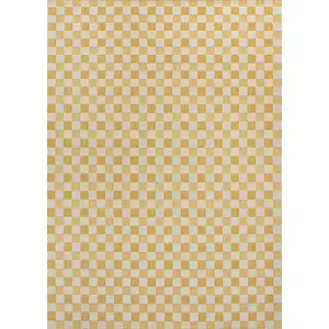 Photo of Yellow And Cream Geometric Indoor Outdoor Area Rug