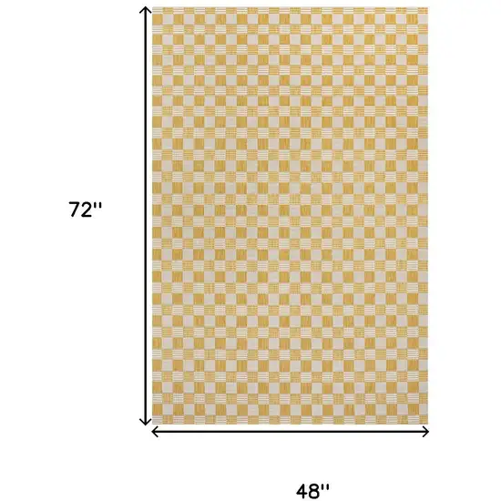 Yellow And Cream Geometric Indoor Outdoor Area Rug Photo 3