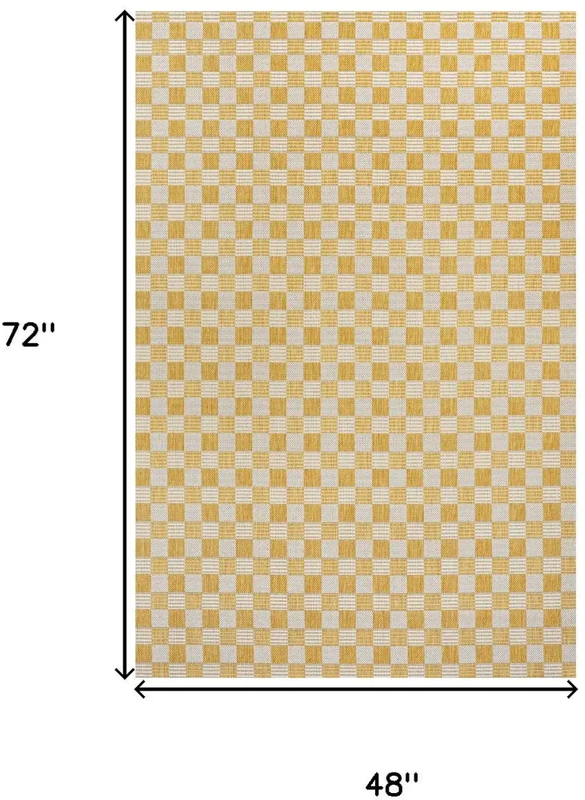 Yellow And Cream Geometric Indoor Outdoor Area Rug Photo 3