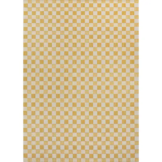 Yellow And Cream Geometric Indoor Outdoor Area Rug Photo 1