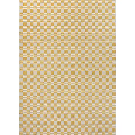 Yellow And Cream Geometric Indoor Outdoor Area Rug Photo 3