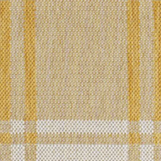 Yellow And Cream Gingham Indoor Outdoor Area Rug Photo 4