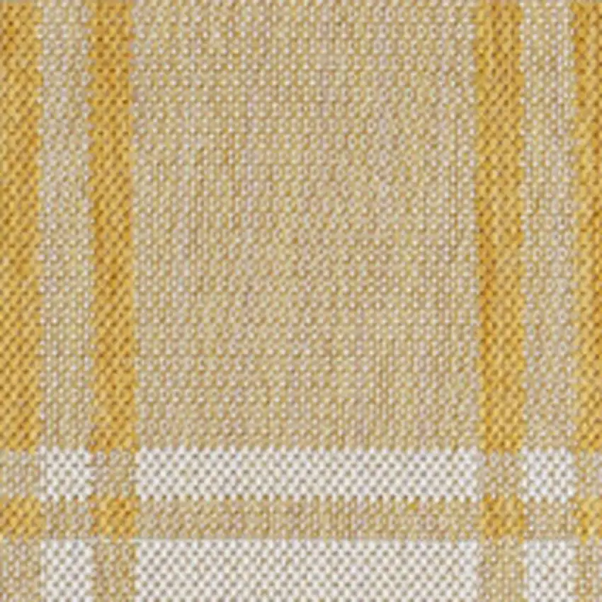 Yellow And Cream Gingham Indoor Outdoor Area Rug Photo 4