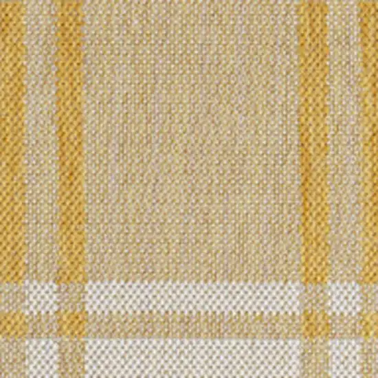 Yellow And Cream Gingham Indoor Outdoor Area Rug Photo 2